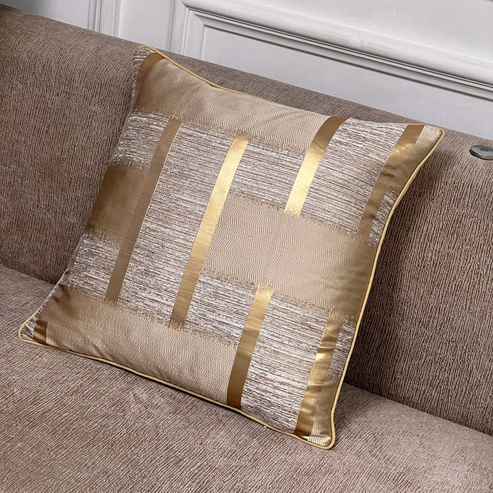 Glänzende Goldene Silber Streifen Jacquard Kissenbezüge 45x45cm Kissenbezüge Quadratischer Bezug Für Sofa Wurfkissen Licht Luxus Nordic Wohnkultur | Karnz