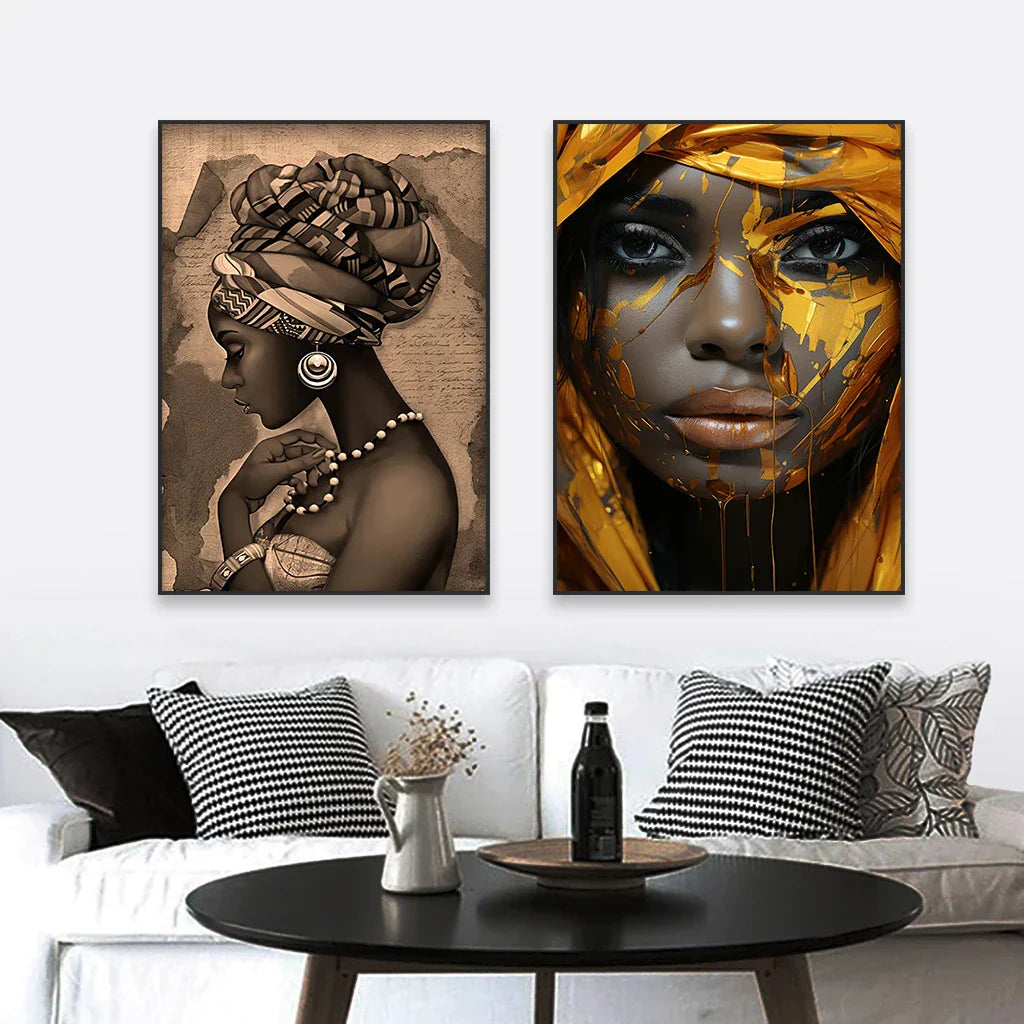 Golden Girl Fashion Wandkunst Fine Art Leinwanddrucke Moderne Abstrakte Porträtbilder Für Wohnzimmer Schlafzimmer Boutique Salon Kunstdekoration | Karnz