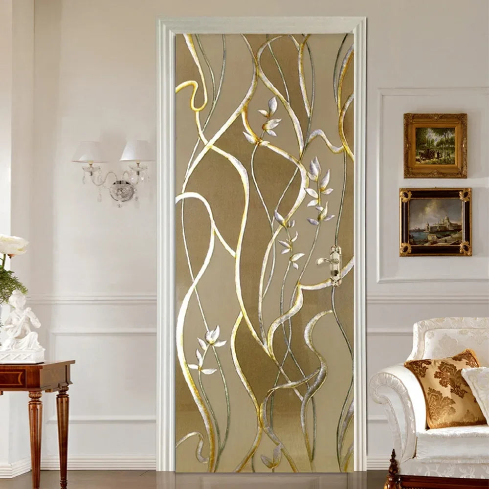 Moderne abstrakte Perlen geometrische Türaufkleber Mural abnehmbar PVC Vinyl Peel N Stick Wandkunst Mural Dekor für Innentüren Kreative DIY Wohnkultur | Karnz