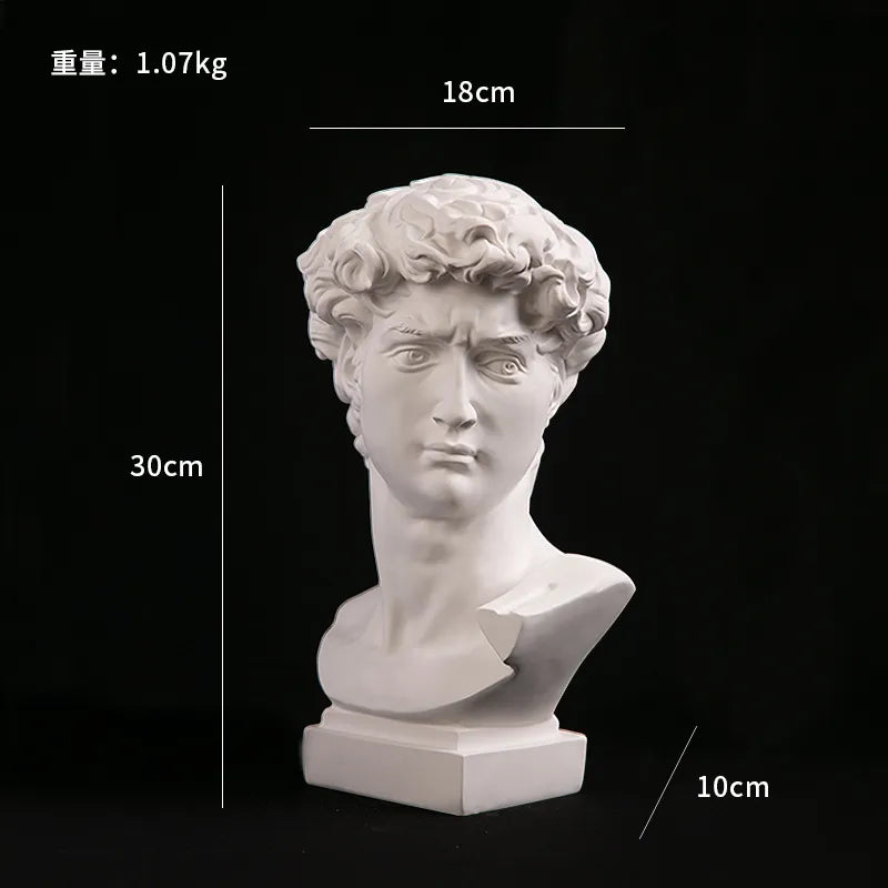 Europäische Wohndekoration David-Kopf-Harzstatuen Statuen Wohndekoration Moderne abstrakte Kunst Büste Skulptur Kunstskizzenübung