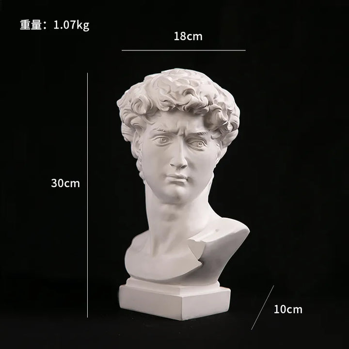 Europäische Wohndekoration David-Kopf-Harzstatuen Statuen Wohndekoration Moderne abstrakte Kunst Büste Skulptur Kunstskizzenübung