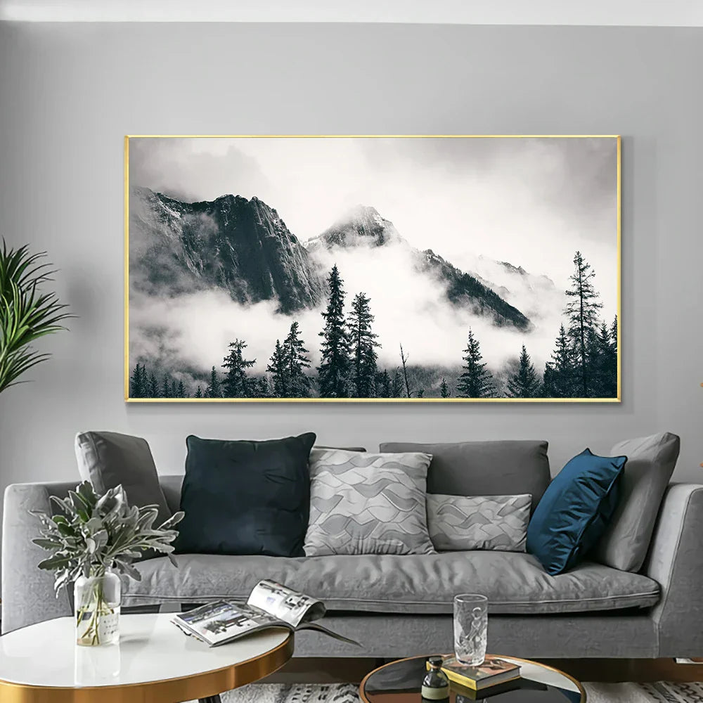 Nordlandschaften Wald Berg Wildnis Wandkunst Fine Art Leinwanddrucke Schwarz Weiß Poster Für Wohnzimmer Moderne Büros Dekor | Karnz