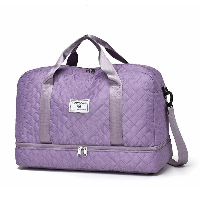 Karnz | Raumio TravelFlex Leichte Reisetasche mit Rautenmuster | Große Sport- & Wochenendtasche mit Schuhfach & Nassfach | Handgepäcktauglich & faltbar