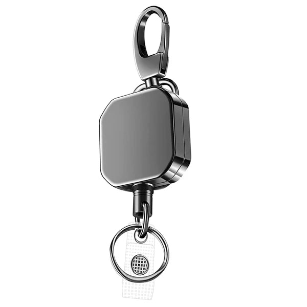 Einziehbarer Karabiner-Schlüsselanhänger aus Metall mit Stahlseil – Sicherheitsrolle 71,8 cm