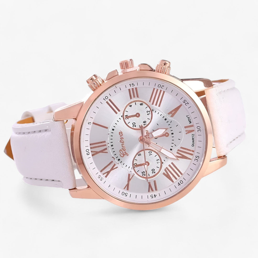 Camille Damenuhr mit wasserdichtem Lederarmband, 42 mm
