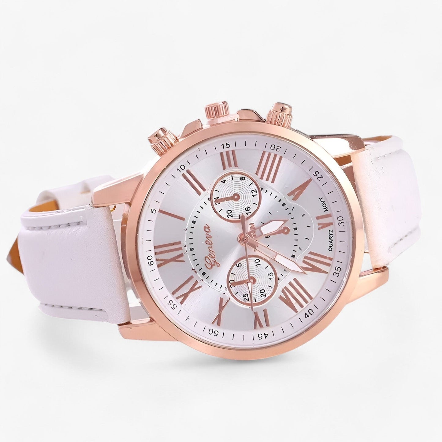 Camille Damenuhr mit wasserdichtem Lederarmband, 42 mm
