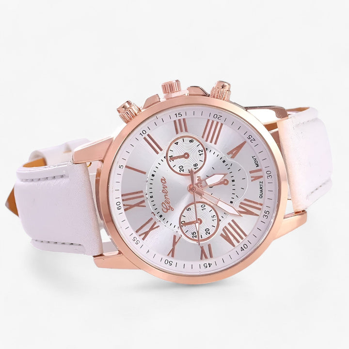 Camille Damenuhr mit wasserdichtem Lederarmband, 42 mm