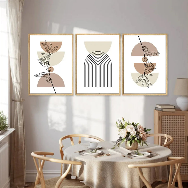 Set aus 3 Stück Modern Abstrakt Bohemian Minimalistisch Geometrisch Wandkunst Fein Kunst Leinwand Drucke Poster Bilder Für Wohnzimmer Dekor | Karnz