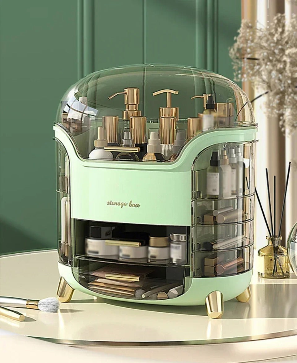 Luxuriöser transparenter Makeup-Organizer mit rotierenden Türen und Schubladen | Karnz