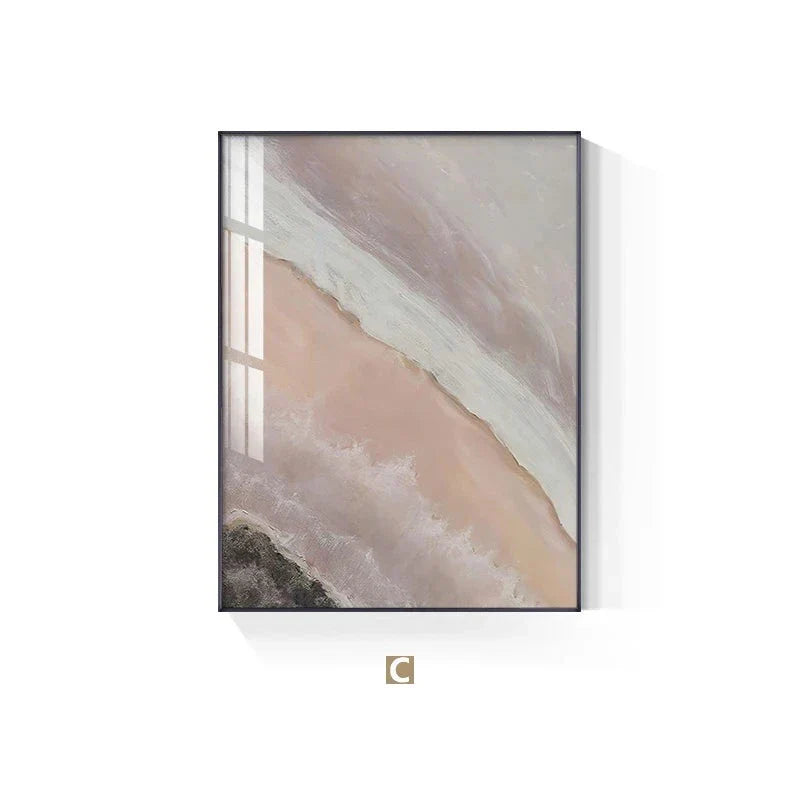 Neutrale Farbtöne Rosa Abstrakte Ozean Küstenlinie Wandkunst Feine Kunst Leinwanddrucke Minimalistische Bilder für Wohnraum Schlafzimmer Kunst Dekoration | Karnz