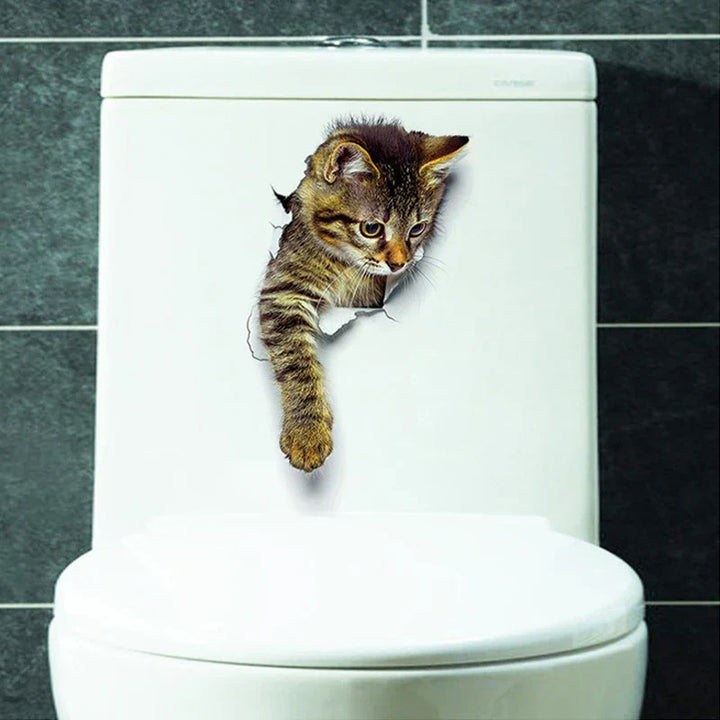 3D Toilettenschutz Katzenaufkleber