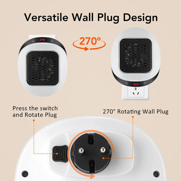 Karnz | ThermoLux Mini Wandheizung 600W | Kompakte Elektrische Heizung mit Fernbedienung | Wandsteckerheizung mit Thermostat & Timer | Schnelle Erwärmung in 3 Sekunden