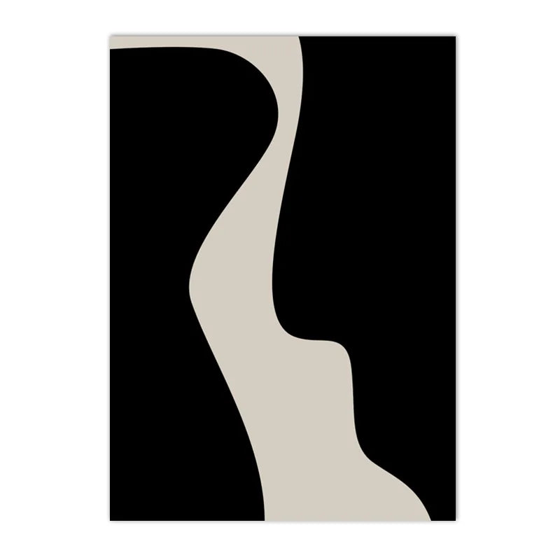 Moderne abstrakte schwarze Form & Linie minimalistische Wandkunst Fine Art Leinwanddrucke Bilder für moderne Wohnungen Wohnzimmer Schlafzimmer Kunst Dekor | Karnz