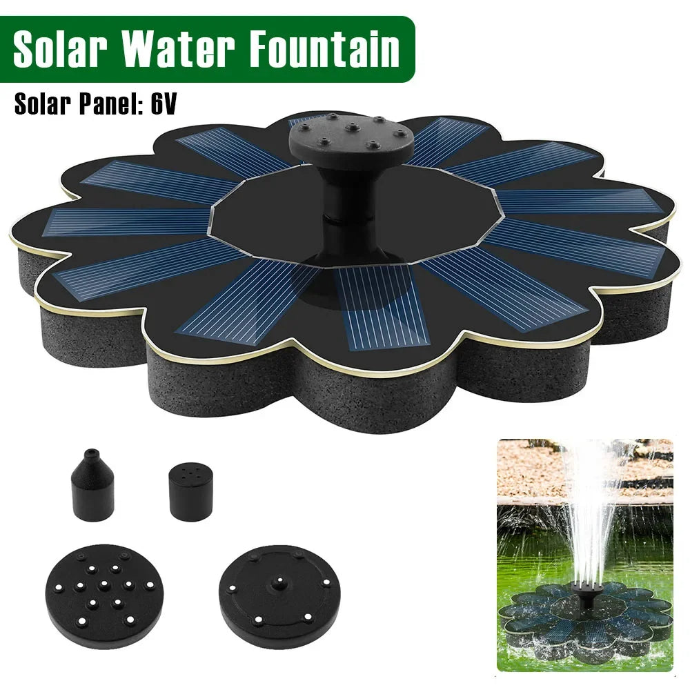 Karnz | Solar Spring Gartenbrunnen | 5 Düsenaufsätze | Energiesparend & Wartungsfrei | Für Teich, Vogelbad & Balkon