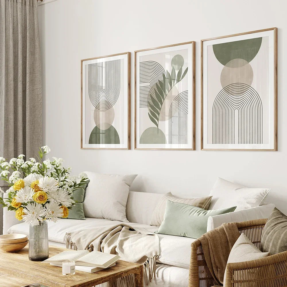 Salbeigrün Beige Minimalistische Abstrakte Botanische Wandkunst Feine Kunst Leinwanddrucke Bilder Für Wohnzimmer Esszimmer Nordische Wohnkultur | Karnz