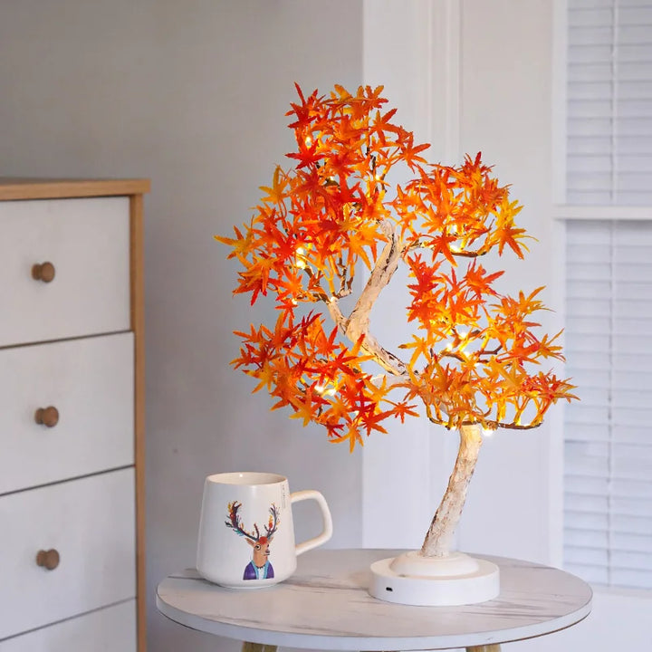 LED Ahornblatt Bonsai Baum Nachtlicht – Dekorative Tischlampe für Wohnzimmer und Schlafzimmer | Karnz
