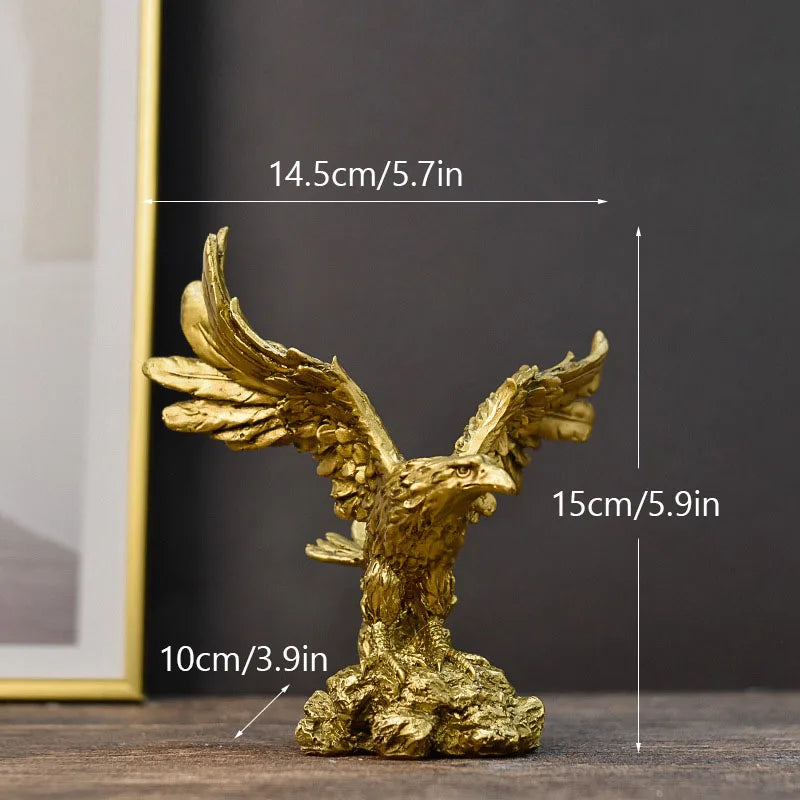 Goldene Adlerstatue aus Kunstharz, Tiermodell-Sammlung, Ornament für Zuhause, Büro, Schreibtisch, Feng Shui-Dekor, Figur, schlicht