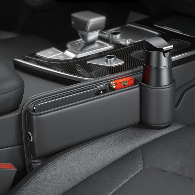 Karnz | Universeller Leder-Sitzspalt-Becherhalter Auto-Organizer