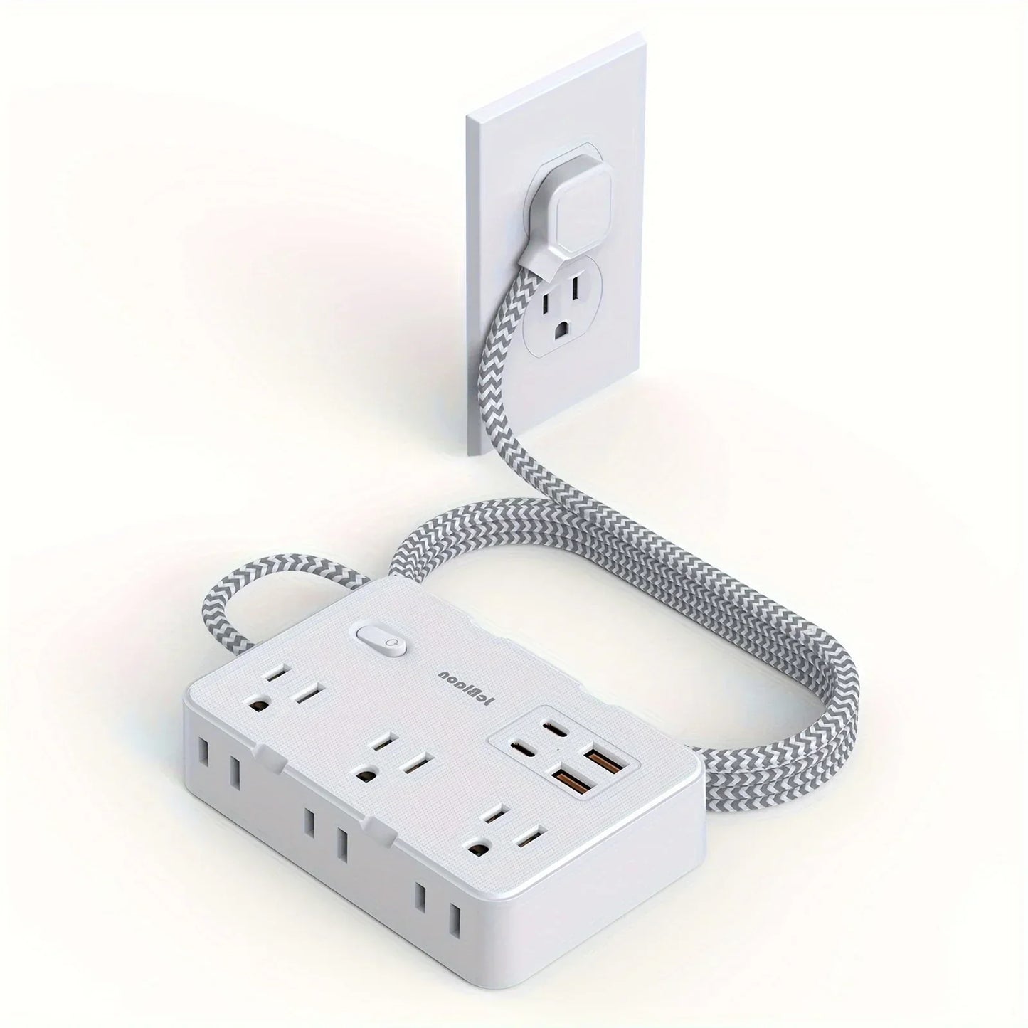 Smart Home-Steckdosenleiste mit USB-Schnellladefunktion | US-Stecker AC-Steckdose mit gewebtem Verlängerungskabel und Netzfilter | Karnz
