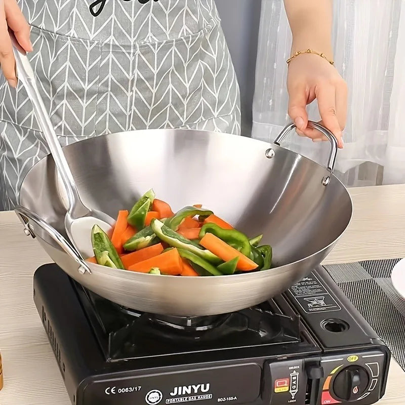 ChefMaster – Große Edelstahl-Wok mit Doppelgriffen Karnz