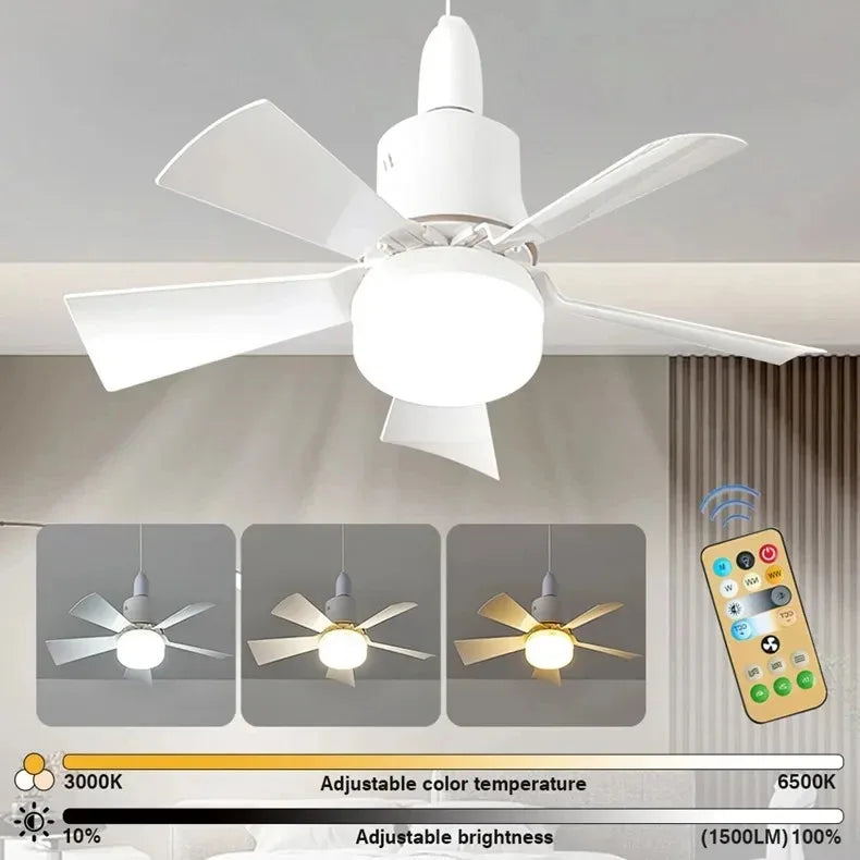 Deckenventilator LED mit Fernbedienung – Dimmbare 30W, E27-Basis, modernes smartes drahtloses Ventilatorlicht für Schlafzimmer und Wohnzimmer | Karnz