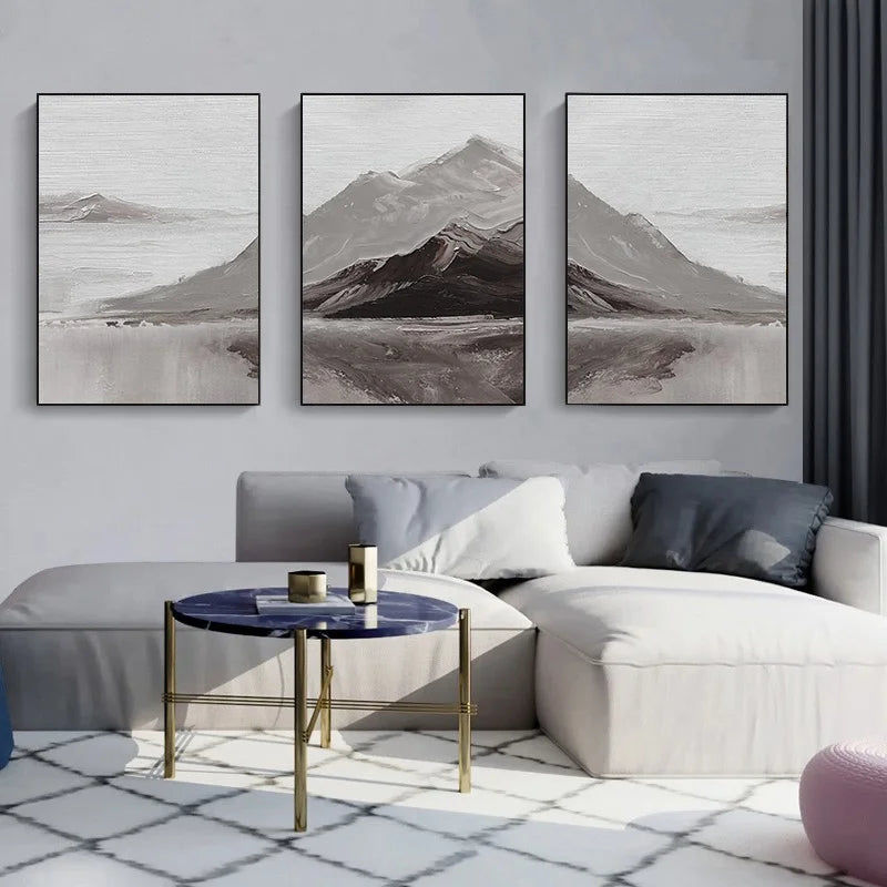 Abstrakte graue Berglandschaft Wandkunst Fine Art Leinwanddrucke Bilder für moderne Wohnung Wohnzimmer Esszimmer Kunstdekoration | Karnz