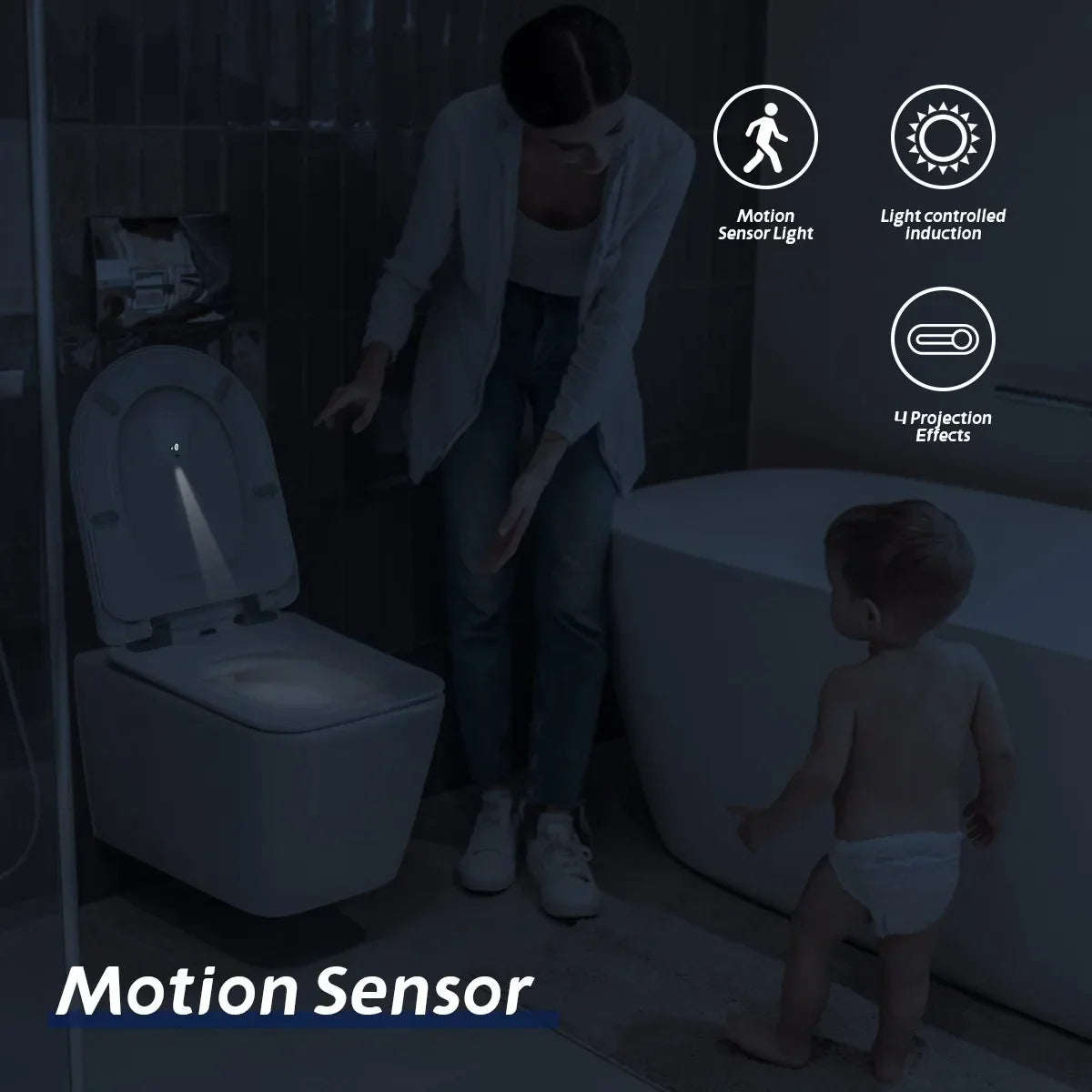 Hintergrundbeleuchteter Toiletten-LED-Sensorprojektor