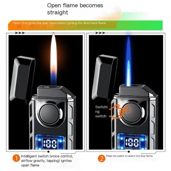 Sprachgesteuerter USB Farbiger Doppel-Flame Feuerzeug | Karnz