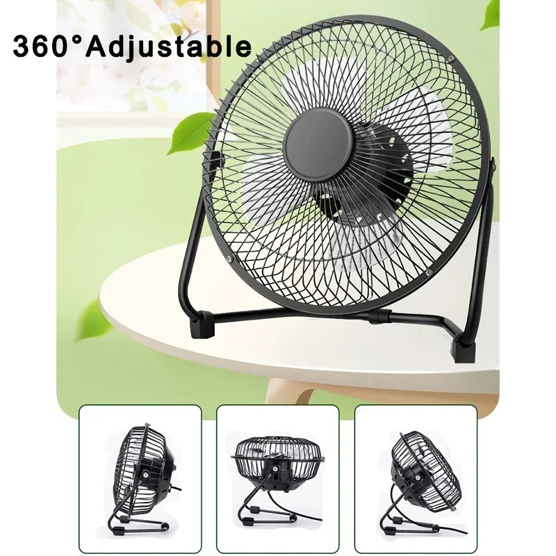 4/6/8 Zoll Desktop Tragbarer USB Elektrischer Ventilator – 2-Geschwindigkeits Verstellbarer Mini Tischventilator mit 4 Flügeln & 360° Drehung für Starken Luftstrom | Karnz