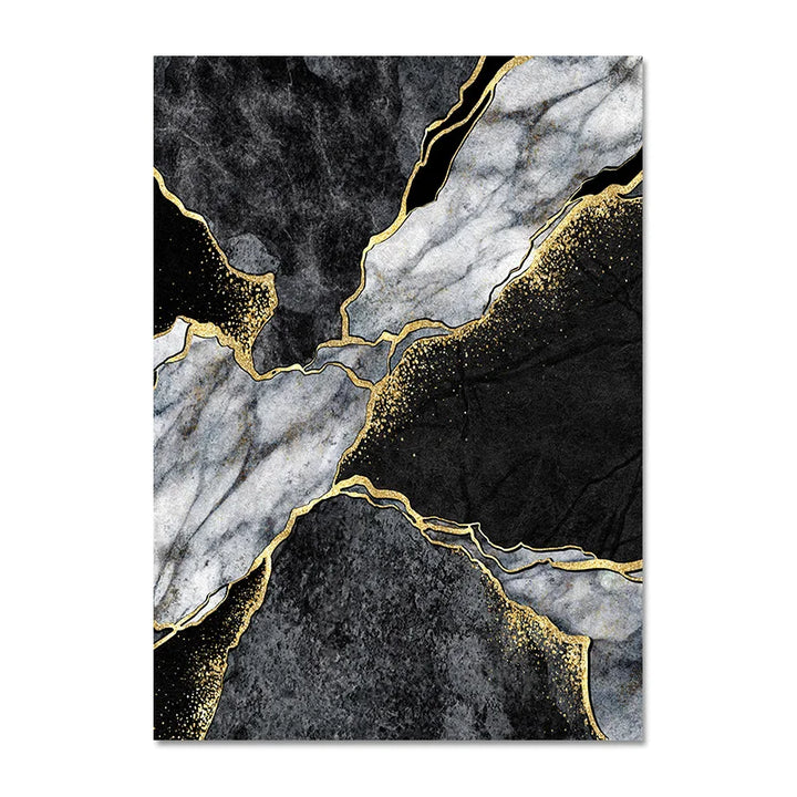 Moderne abstrakte schwarze graue goldene Geode-Marmor-Druck Wandkunst Fine Art Leinwanddrucke Bilder für luxuriöse Wohnung Wohnzimmer Home Office Dekor | Karnz