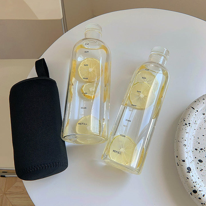Karnz | Zeit Skala hitzebeständiger Glas Wasserflasche
