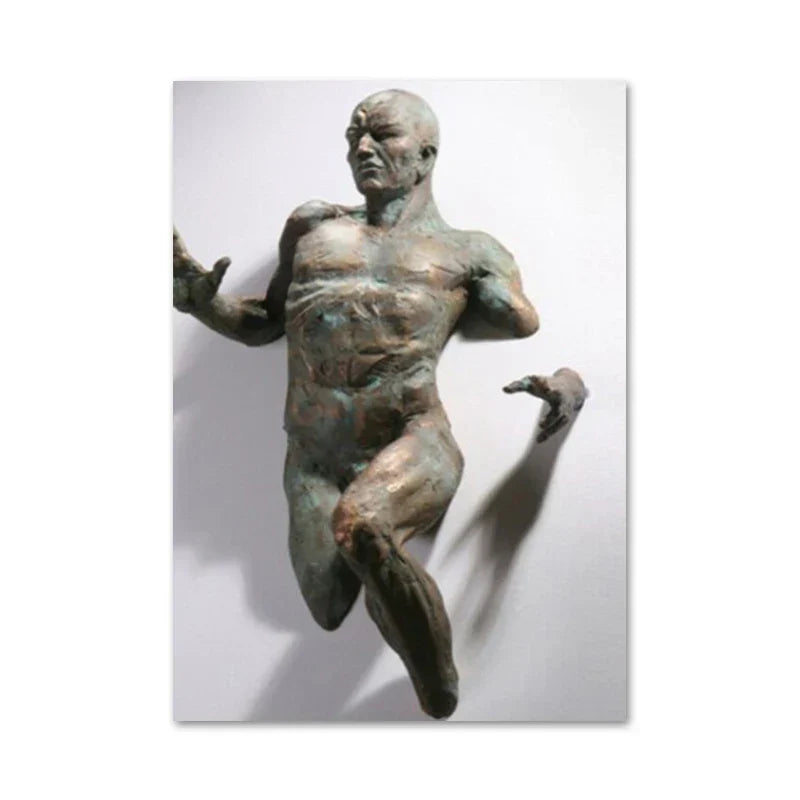Moderne urbane abstrakte Eisenstatue Wandkunst Fine Art Leinwanddrucke 3D-Visualisierung Figurenkunst Bilder für minimalistische Wohnungswanddekoration | Karnz