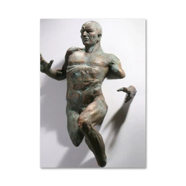 Moderne urbane abstrakte Eisenstatue Wandkunst Fine Art Leinwanddrucke 3D-Visualisierung Figurenkunst Bilder für minimalistische Wohnungswanddekoration | Karnz