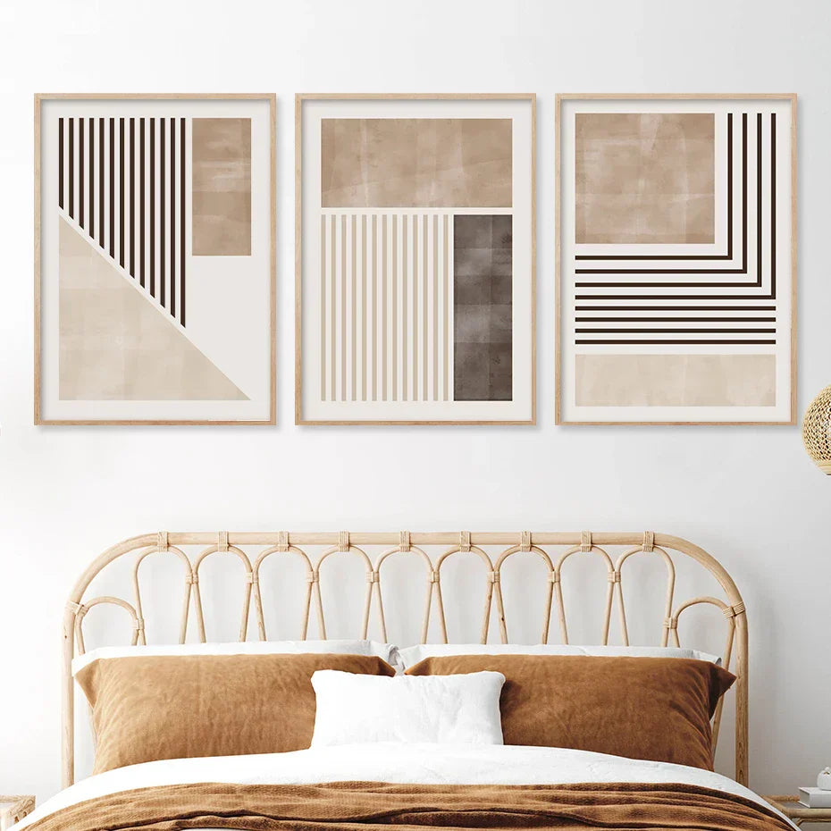 Braun Beige Farbblock Geometrische Wandkunst Fine Art Leinwanddrucke Abstrakte Minimalistische Bilder Für Modernes Wohnzimmer Schlafzimmer Kunst Dekor | Karnz