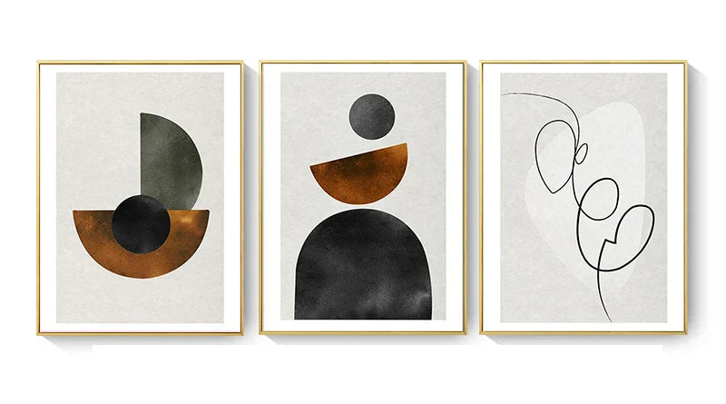 Skandinavische Minimalistische Geometrische Dunkle Neutrale Farben Wandkunst Fine Art Leinwanddrucken Moderne Abstrakte Bilder Für Wohnzimmer Wohnkultur | Karnz