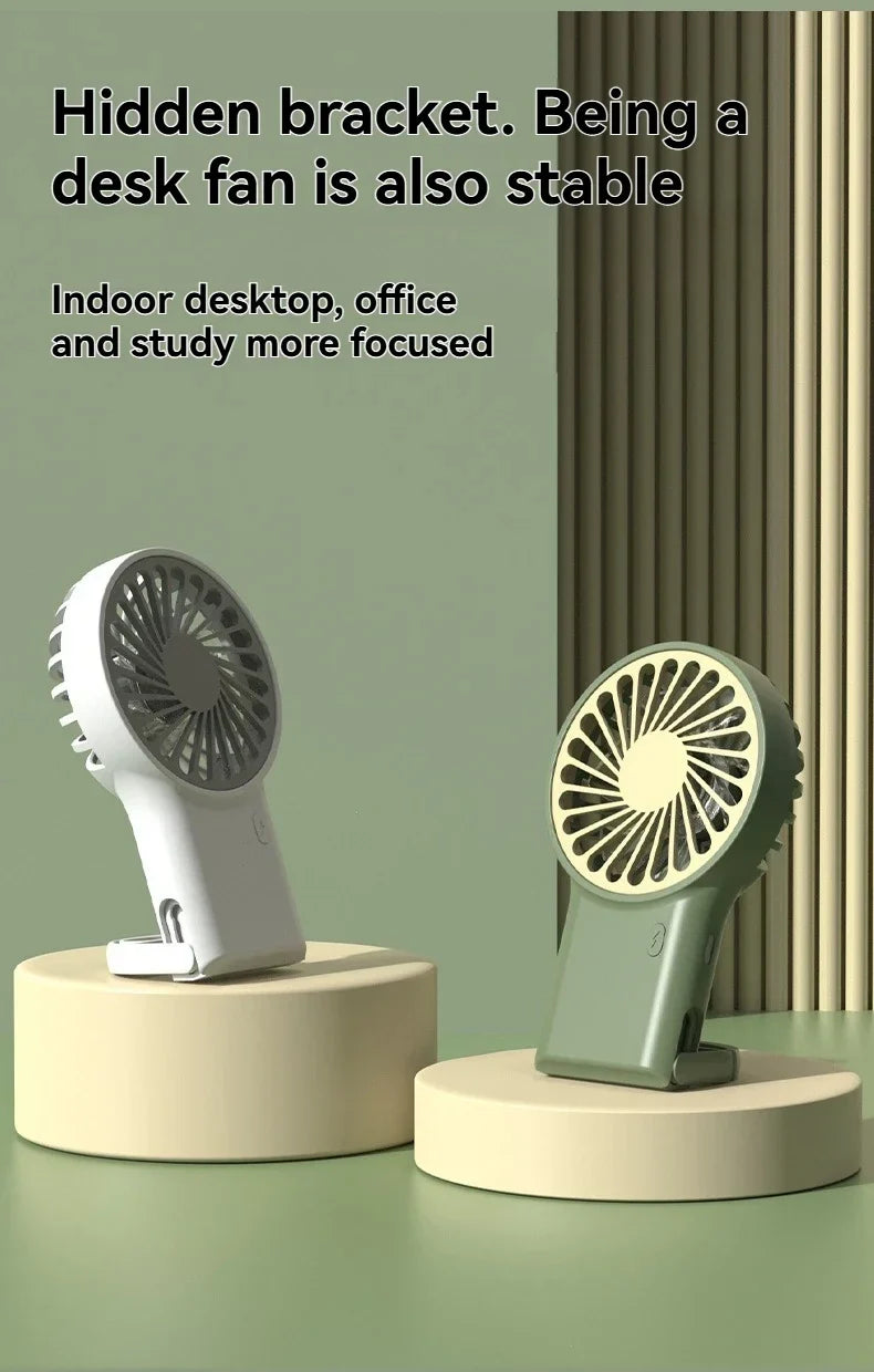 Neuer faltbarer USB wiederaufladbarer Mini-Ventilator | Handventilator für den Schreibtisch mit Cartoon-Design & Haken für Outdoor-, Heim- & Bürogebrauch | Karnz