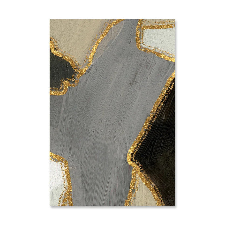 Abstrakte Blockfarbe Wandkunst Schwarz Grau Beige Golden Fine Art Leinwanddrucke Bilder Für Modernes Apartment Wohnzimmer Zeitgenössische Wohnkultur | Karnz