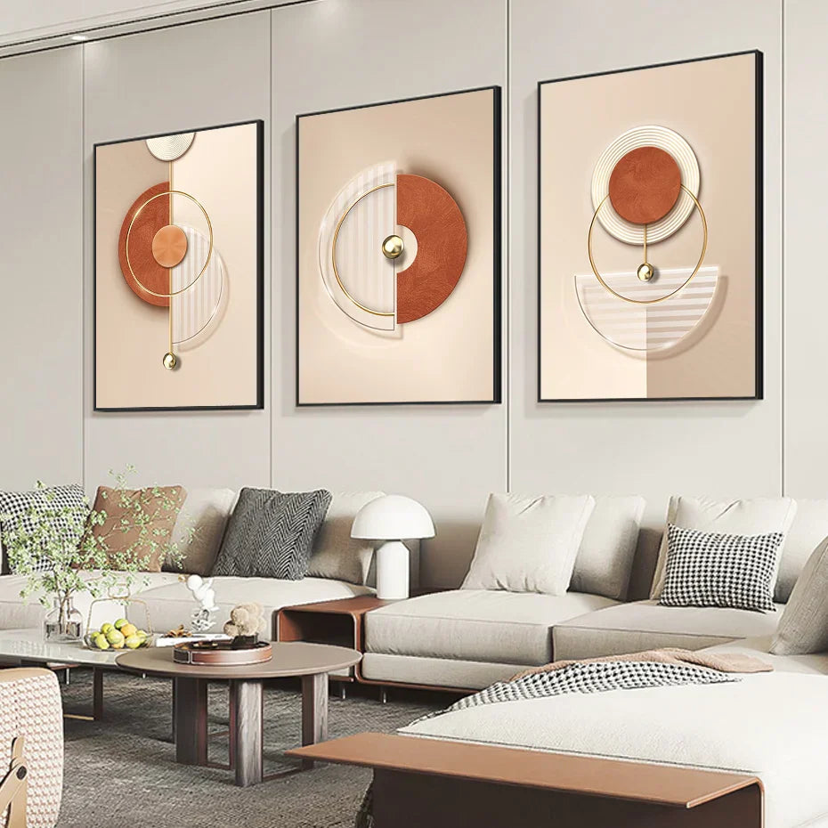 Harmonische abstrakte Geometrie moderne Ästhetik Wandkunst feine Kunst Leinwanddrucke Poster Bilder für zeitgenössisches Apartment Wohnzimmer | Karnz