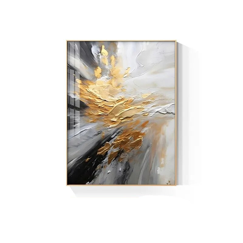 Schwarz Grau Gold Sturm Dick Pinsel Farbe Leinwanddruck Wandkunst Fine Art Giclee Druck Bilder für luxuriöses Wohnzimmer Hotelzimmer Home Office Dekor | Karnz