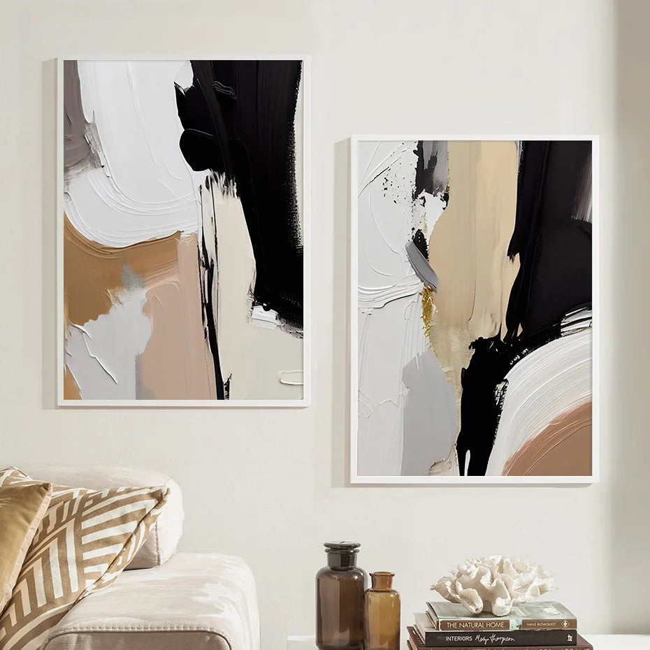 Erdige Konturen Abstrakte Monochrome Fusion Leinwanddruck Wandkunst Bilder Für Modernes Wohnzimmer Schlafzimmer Home Office Dekor | Karnz
