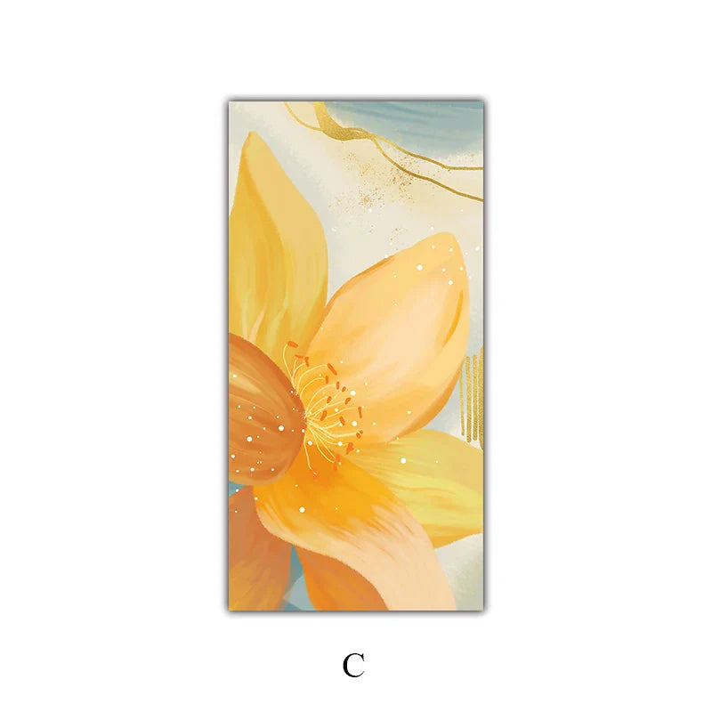 Große florale bunte abstrakte Wandkunst Fine Art Leinwanddrucke orange-gelbe Blütenposter Bilder für das Wohnzimmer Wohnkultur | Karnz