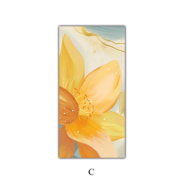 Große florale bunte abstrakte Wandkunst Fine Art Leinwanddrucke orange-gelbe Blütenposter Bilder für das Wohnzimmer Wohnkultur | Karnz
