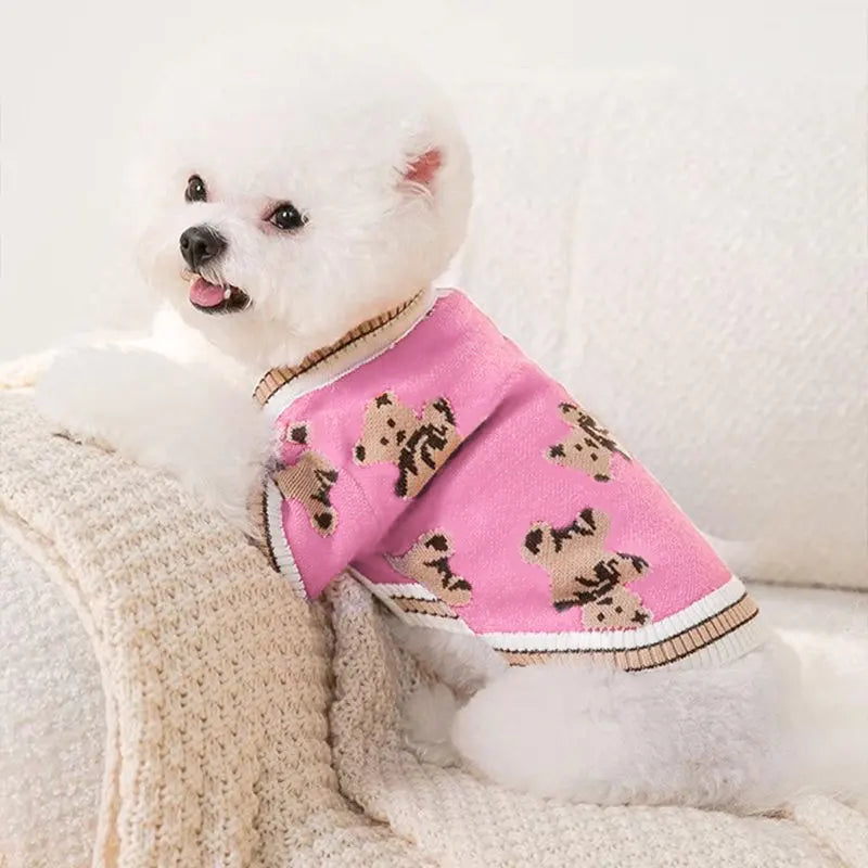 Hundekardigan aus gestricktem, warmem und gestreiftem Karnz