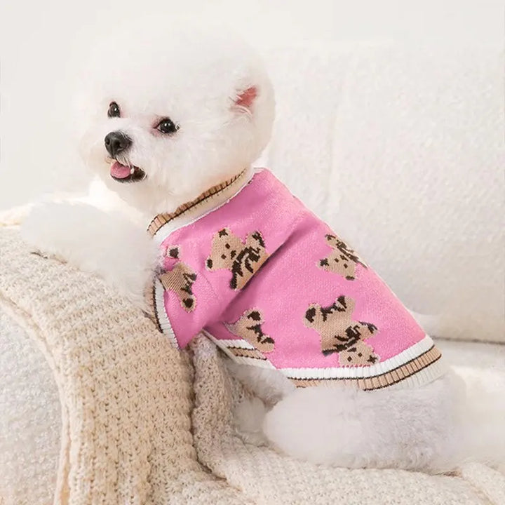 Hundekardigan aus gestricktem, warmem und gestreiftem Karnz