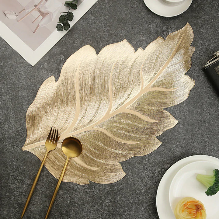 Gold Leaf Form Dekoratives Servierbrett