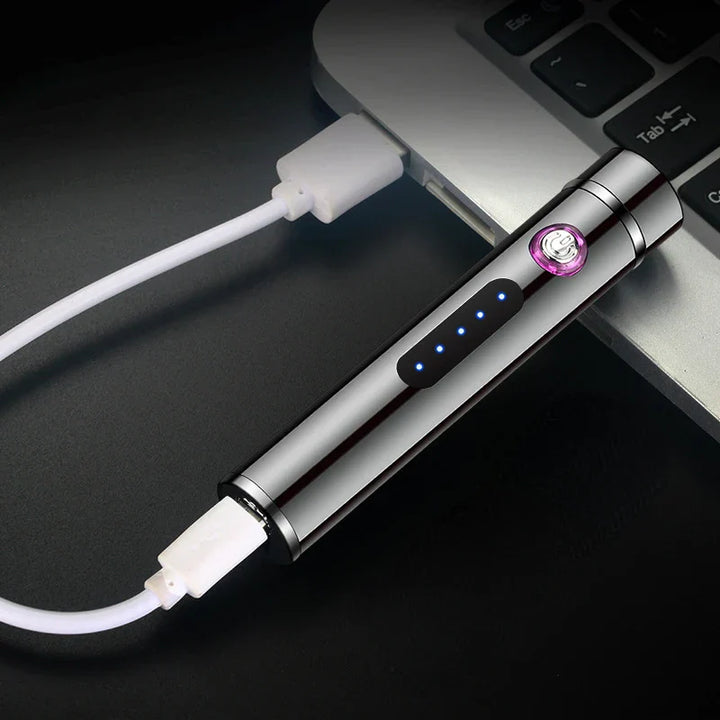 Karnz | Voltrino Zylinder USB-Feuerzeug | Doppelbogen-Technologie | Wiederaufladbar & winddicht | Edelmetallgehäuse für Männer