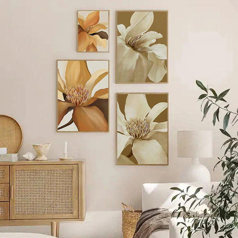 Große abstrakte florale Wandkunst feine Kunstleinwanddrucke moderne Botanikbilder für Wohnzimmer Esszimmer Schlafzimmer Kunstdekoration | Karnz