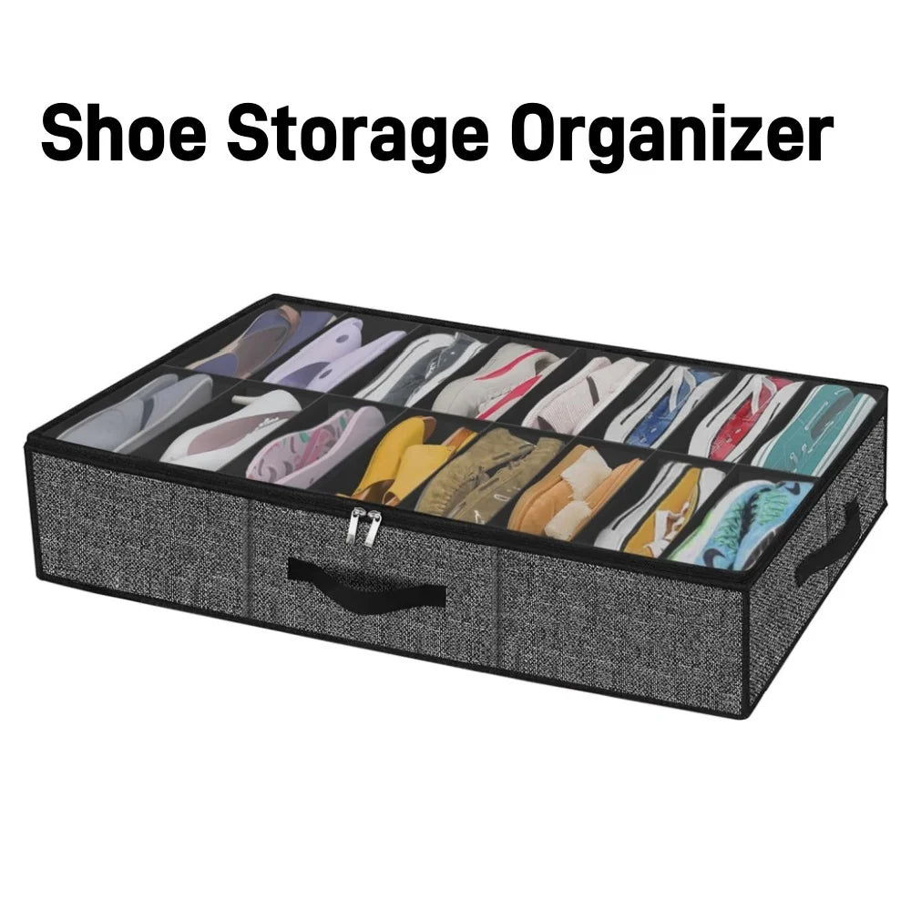 OrdiShoe Schuh-Organizer | Aufbewahrung unter dem Bett | Fassungsvermögen: 12 Paar | Staubdicht & Faltbar