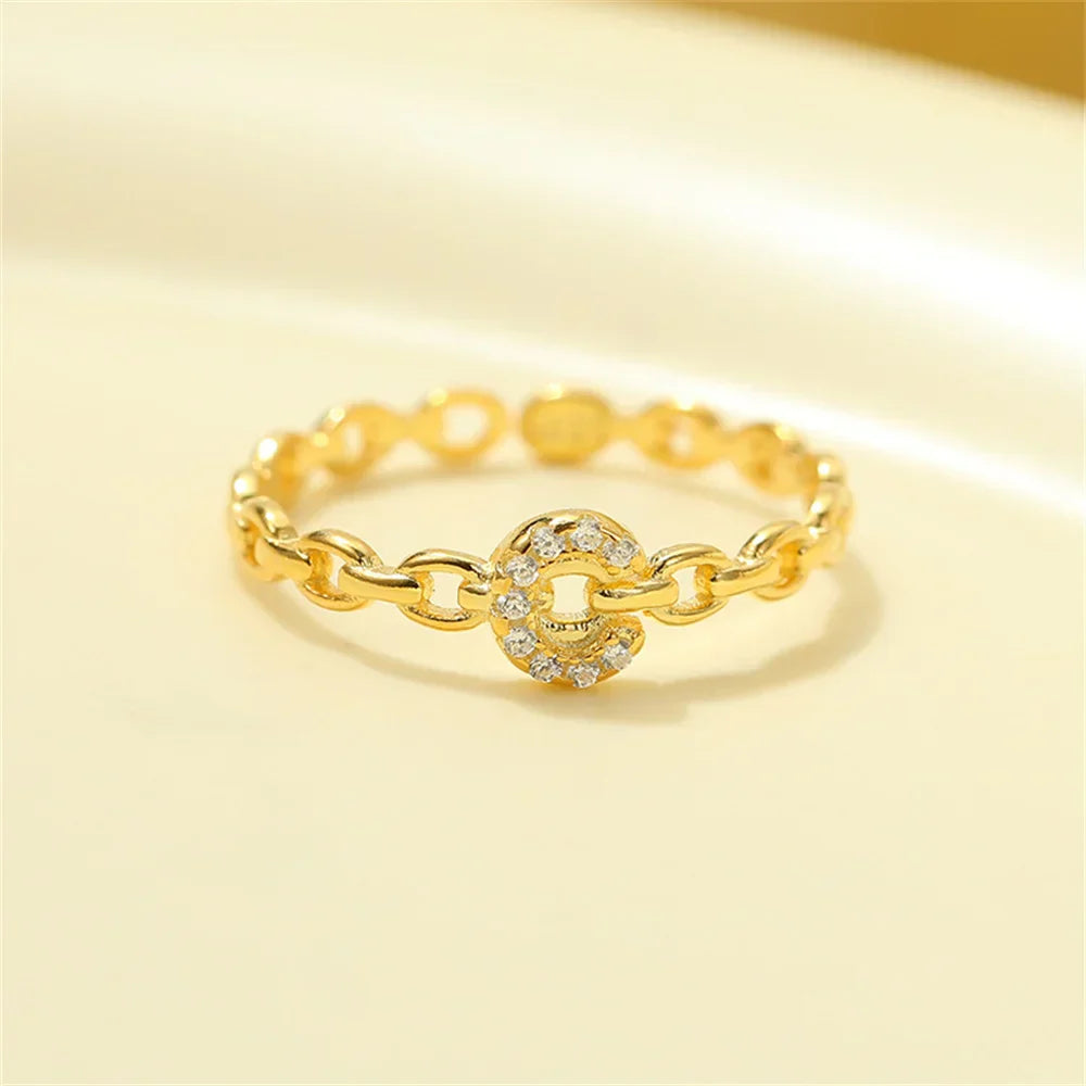 Karnz | Zierlicher Diamant Buchstaben Initialring