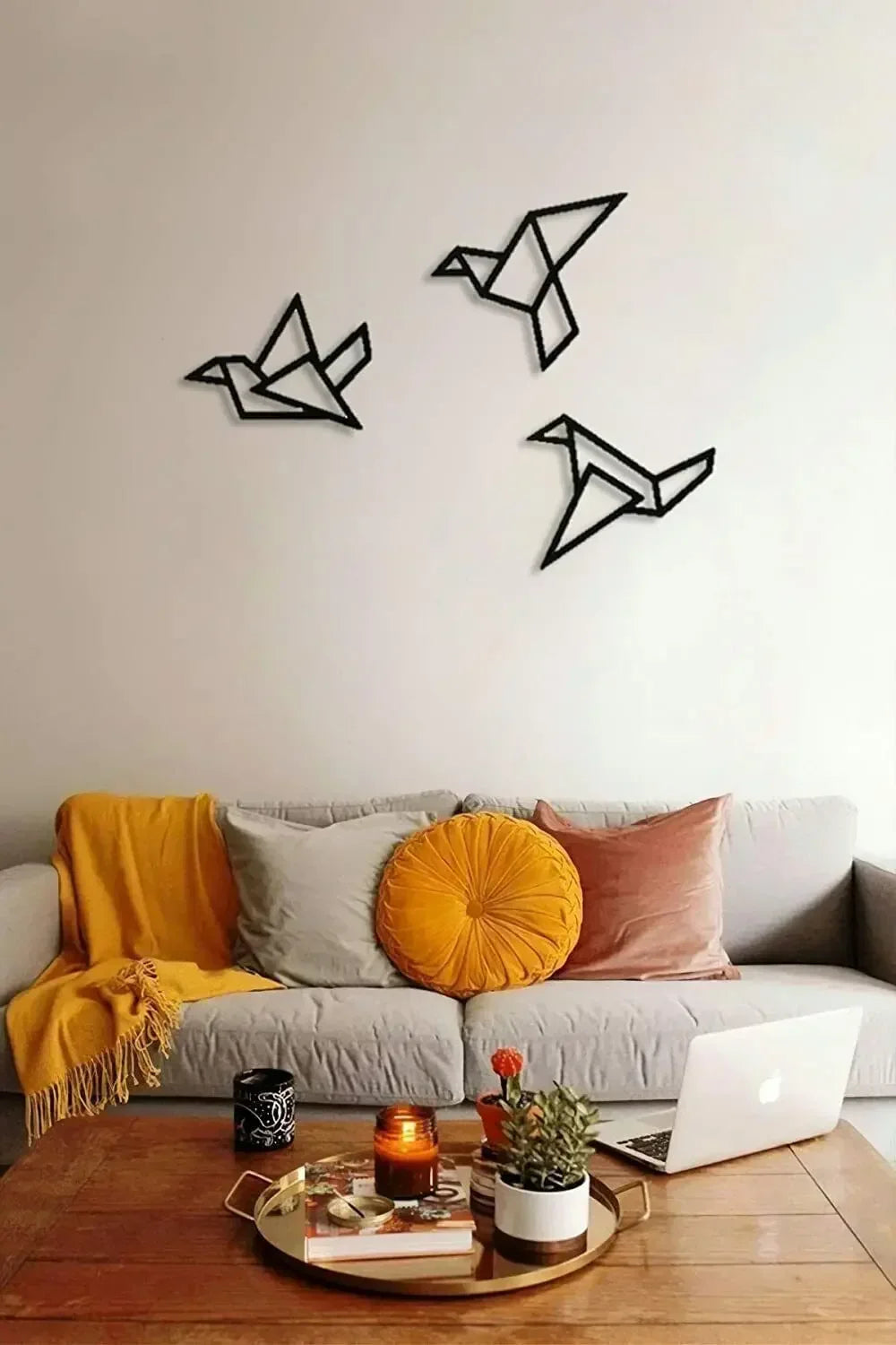 Set aus 3 Stück Eisen Geometrische Vögel 3D Wanddekoration für Nordic Wohnzimmer Esszimmer Schlafzimmer Wanddekoration | Karnz